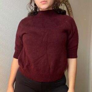 Classic Deep Maroon Cashmere Mock Neck Sweater